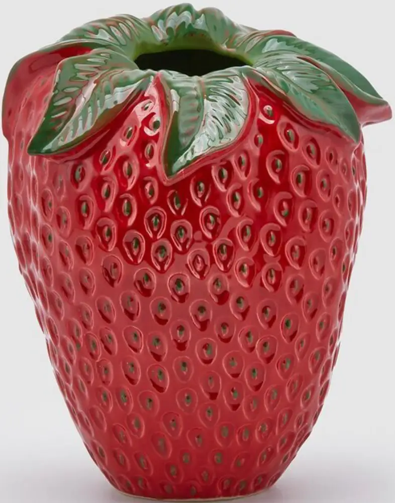 Vase Erdbeere mit Blättern | H 29 D 24 cm |