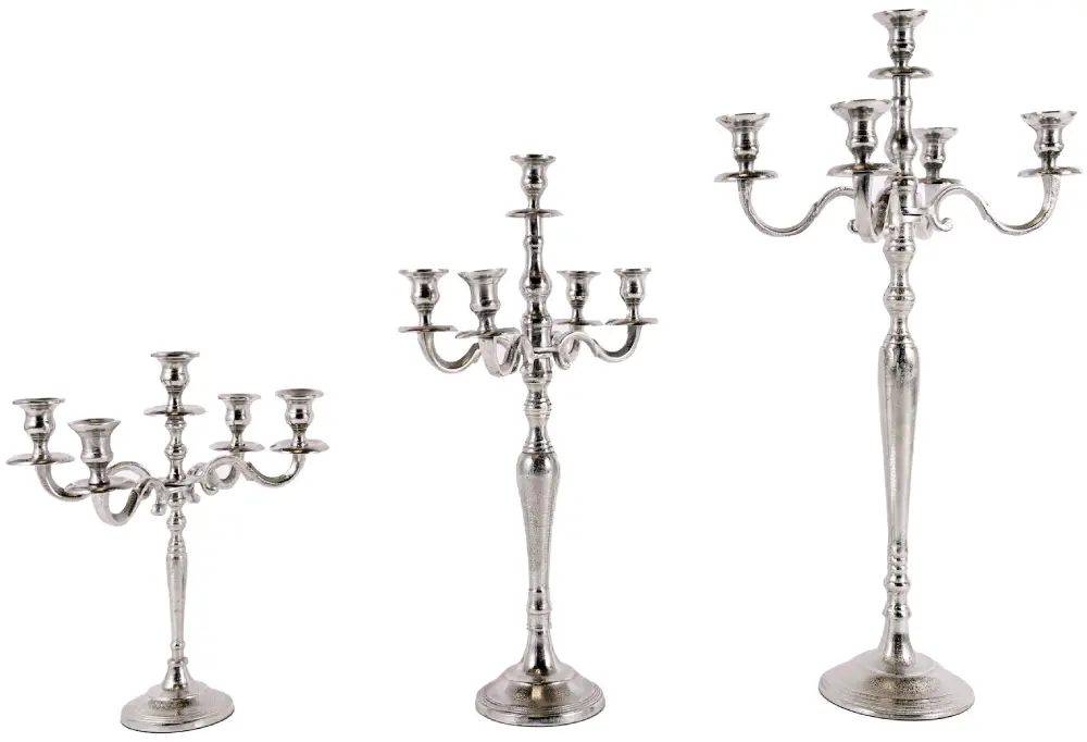 Kerzenleuchter 5arm 80cm M | Aluguss silber |