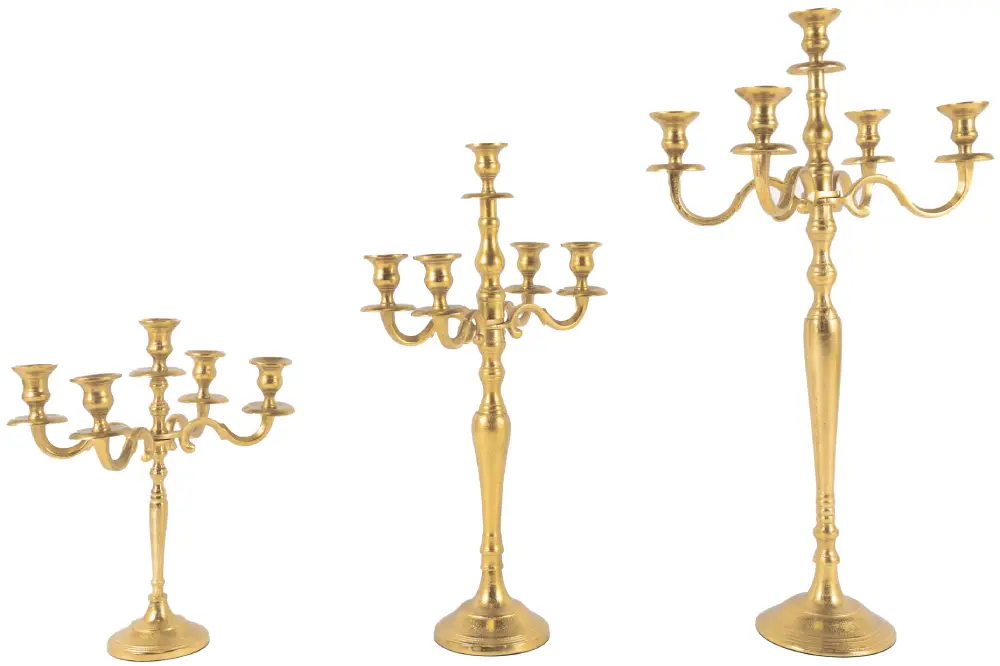 Kerzenleucher 5arm 60cm S | Aluguss gold |