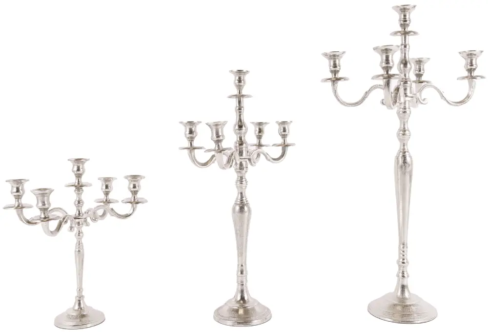 Kerzenleuchter 5arm 60cm S | Aluguss silber |