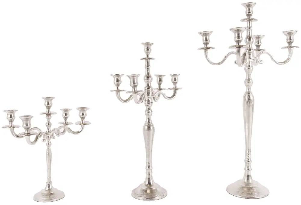 Kerzenleuchter 5arm 40cm XS | Aluguss silber |