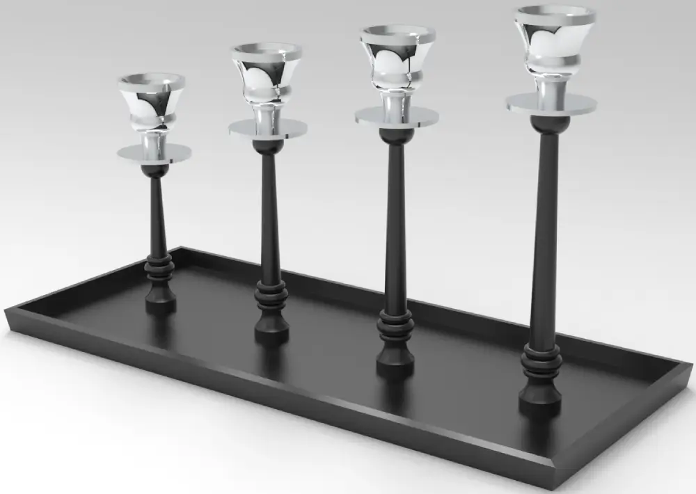 Tischkerzenleuchter 4er | schwarz/silber |