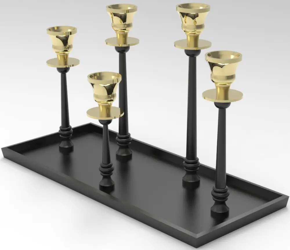 Tischkerzenleuchter 5er | schwarz/gold |