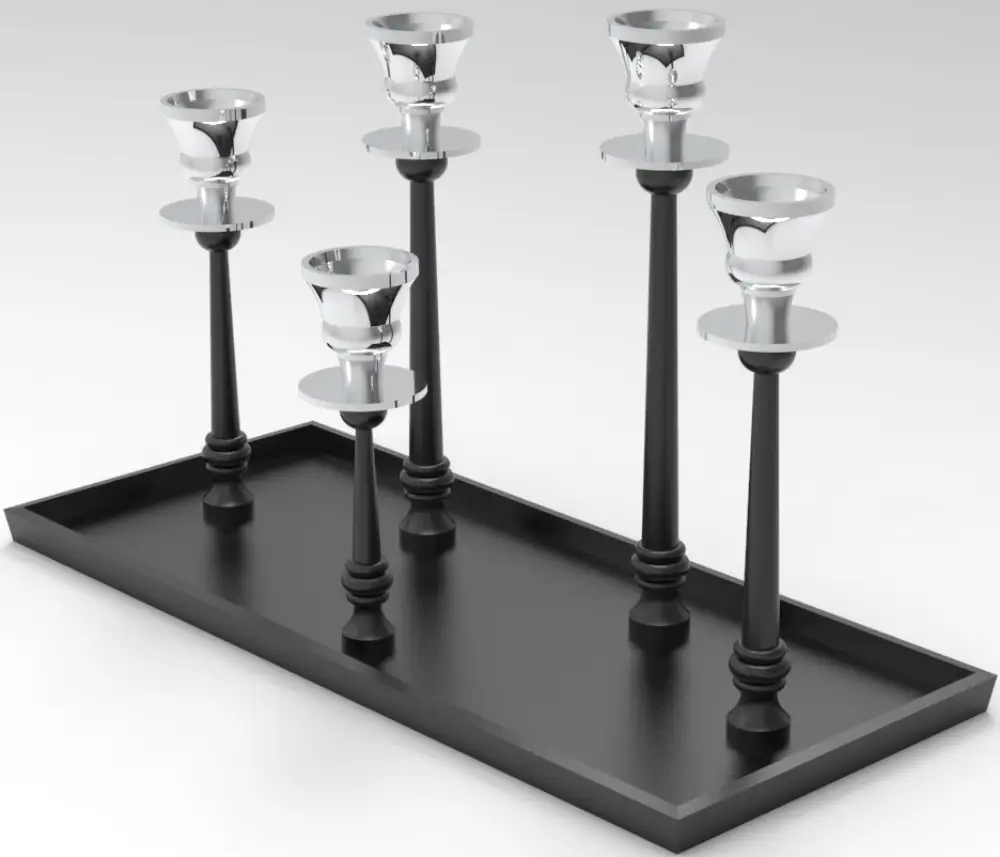 Tischkerzenleuchter 5er | schwarz/silber |
