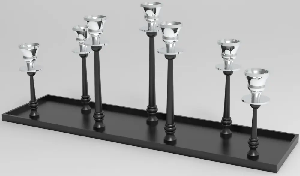 Tischkerzenleuchter 7er | schwarz/silber |
