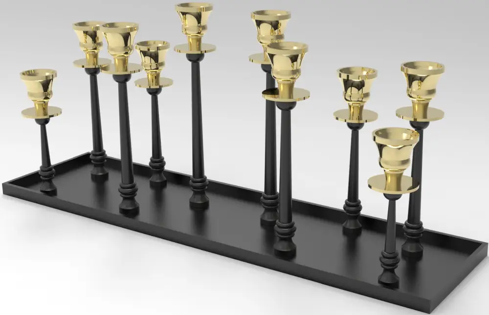 Tischkerzenleuchter 10er | schwarz/gold |