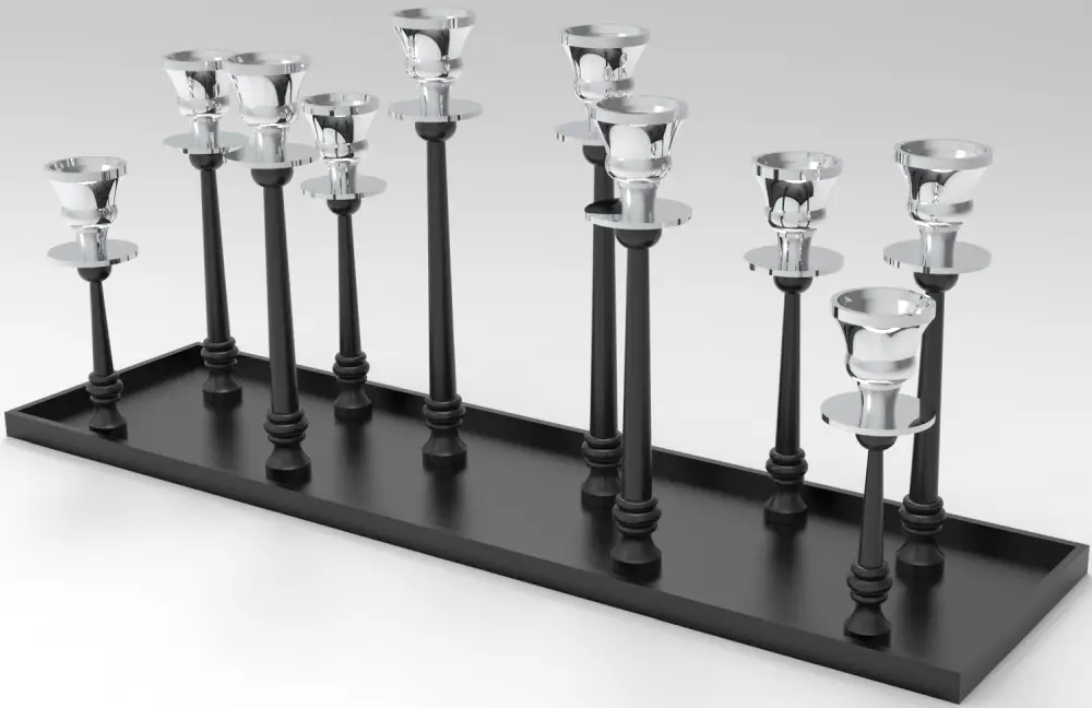 Tischkerzenleuchter 10er | schwarz/silber |