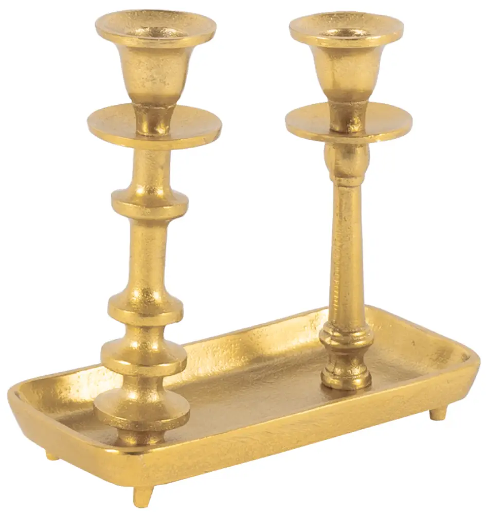 Tischkerzenleuchter 2er | Aluguss gold |
