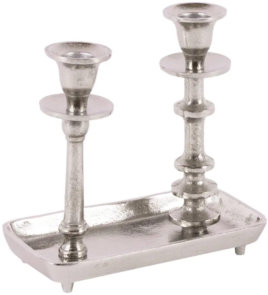 Tischkerzenleuchter 2er | Aluguss silber |