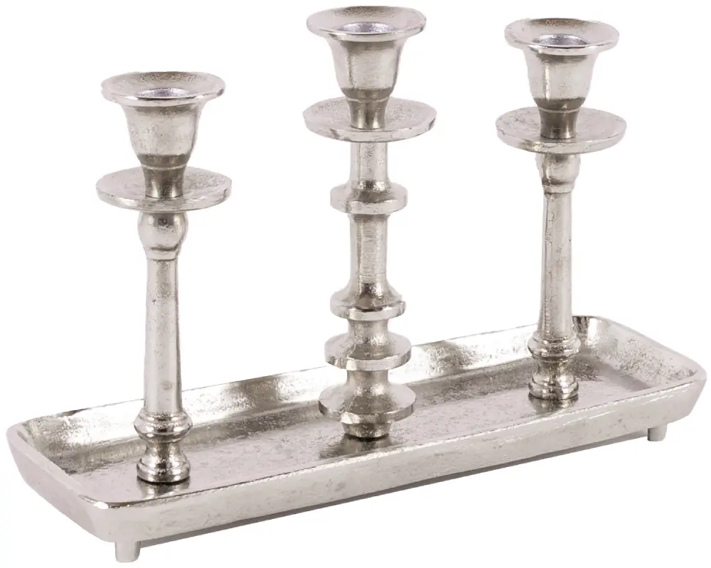 Tischkerzenleuchter 3er | Aluguss silber |