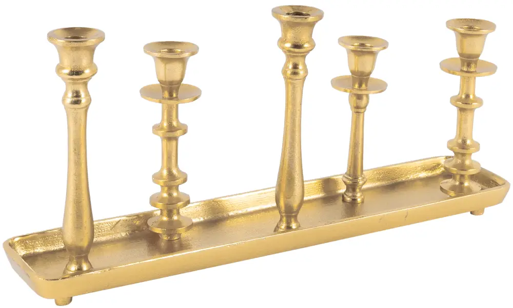 Tischkerzenleuchter 5er | Aluguss gold |