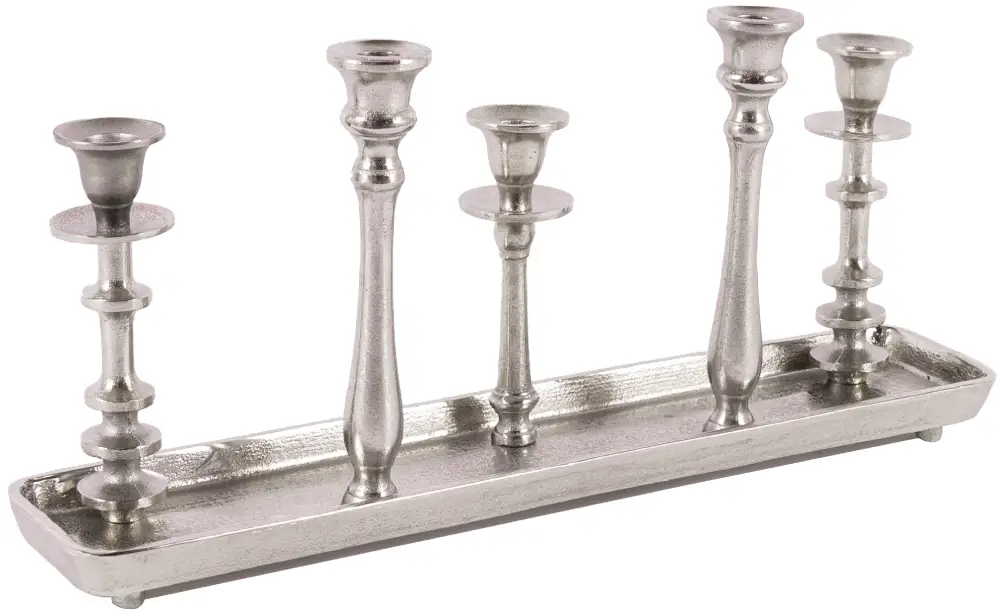 Tischkerzenleuchter 5er | Aluguss silber |