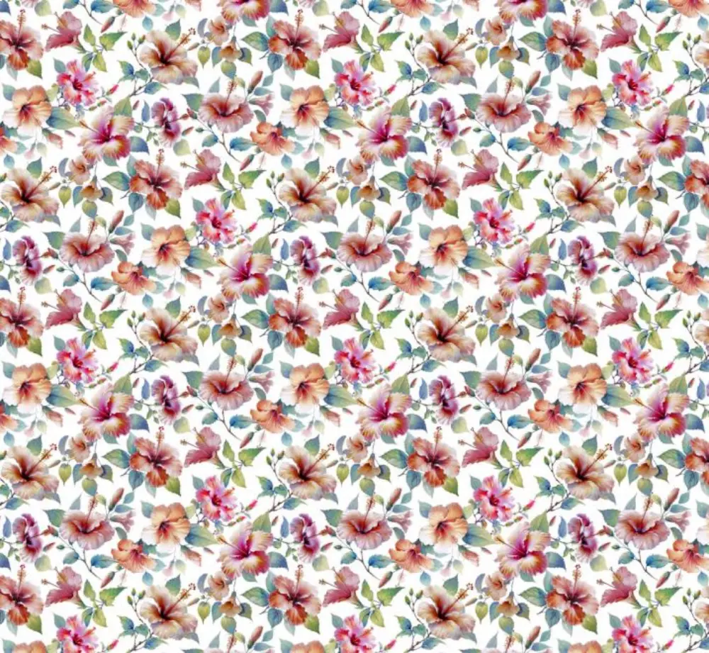 Kissen Hibiskus 50×50 weiß | 100% Baumwolle |