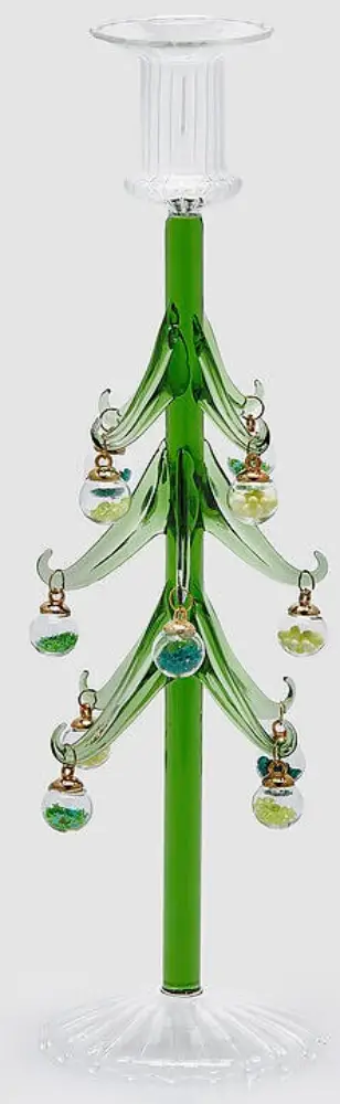 Kerzenhalter Tannenbaum | grün Glas groß 32cm |