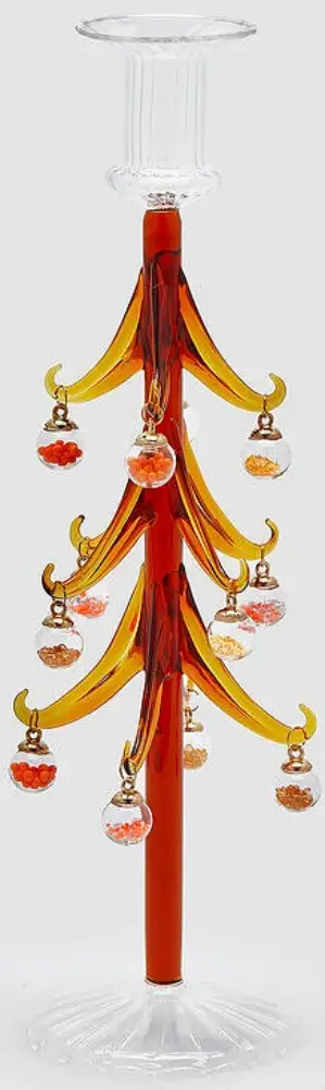 Kerzenhalter Tannenbaum | braun Glas groß 32cm |