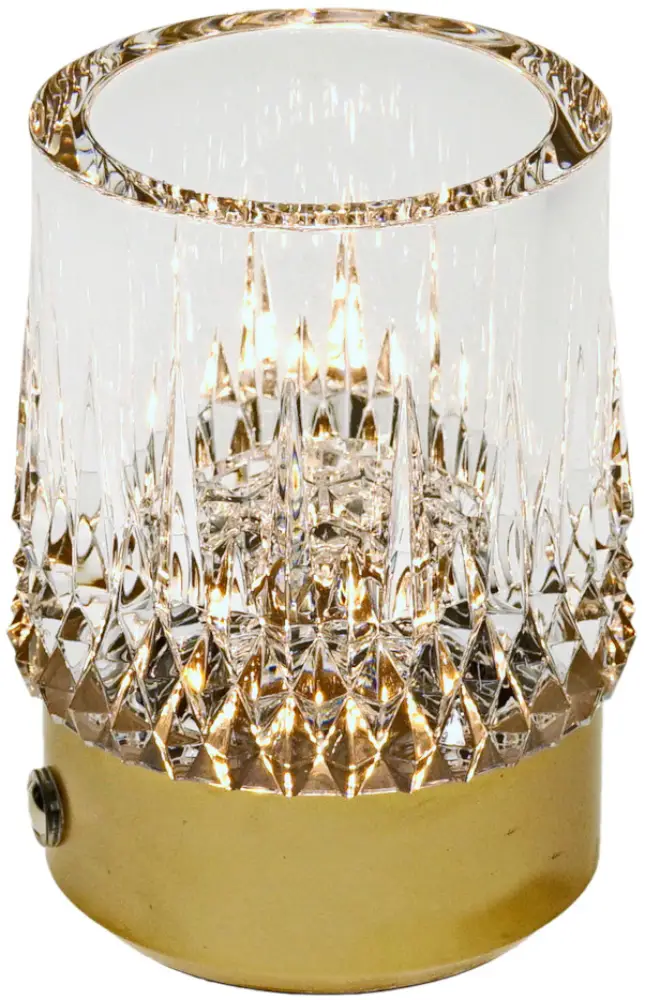 LED Windlicht, gold | Alu/Acrylglas, 7,5×10,5 cm,  Leuchtdauer 12h | 0,2W, 3000K, dimmbar, 3,7V, 2.500mAh