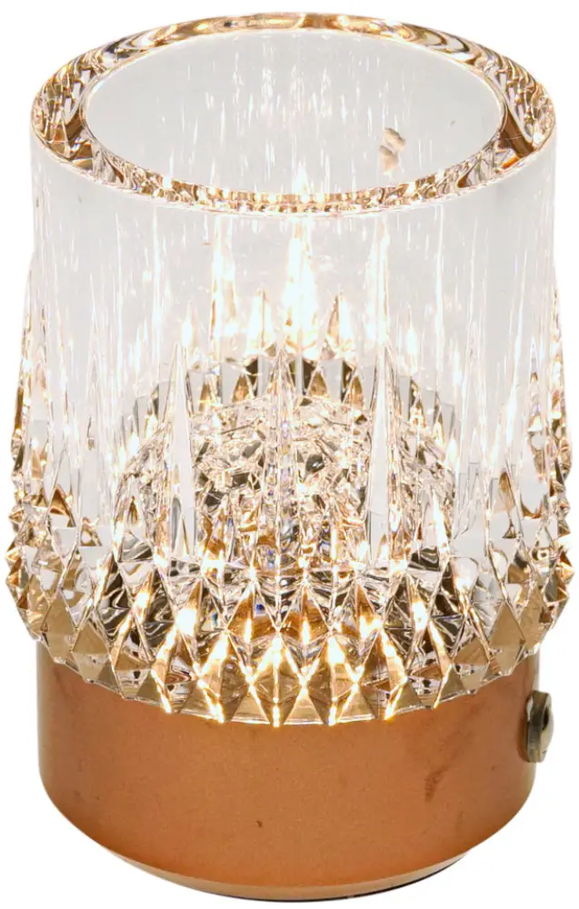 LED Windlicht, rose gold |  Alu/Acrylglas, 7,5×10,5 cm, Leuchtdauer: 12h | 0,2W, 3000K, dimmbar, 3,7V, 2.500mAh,