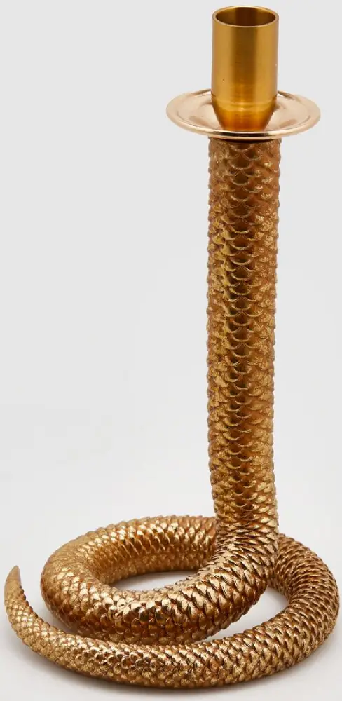 Kerzenleuchter Schlange groß | Resin gold H 25 cm |
