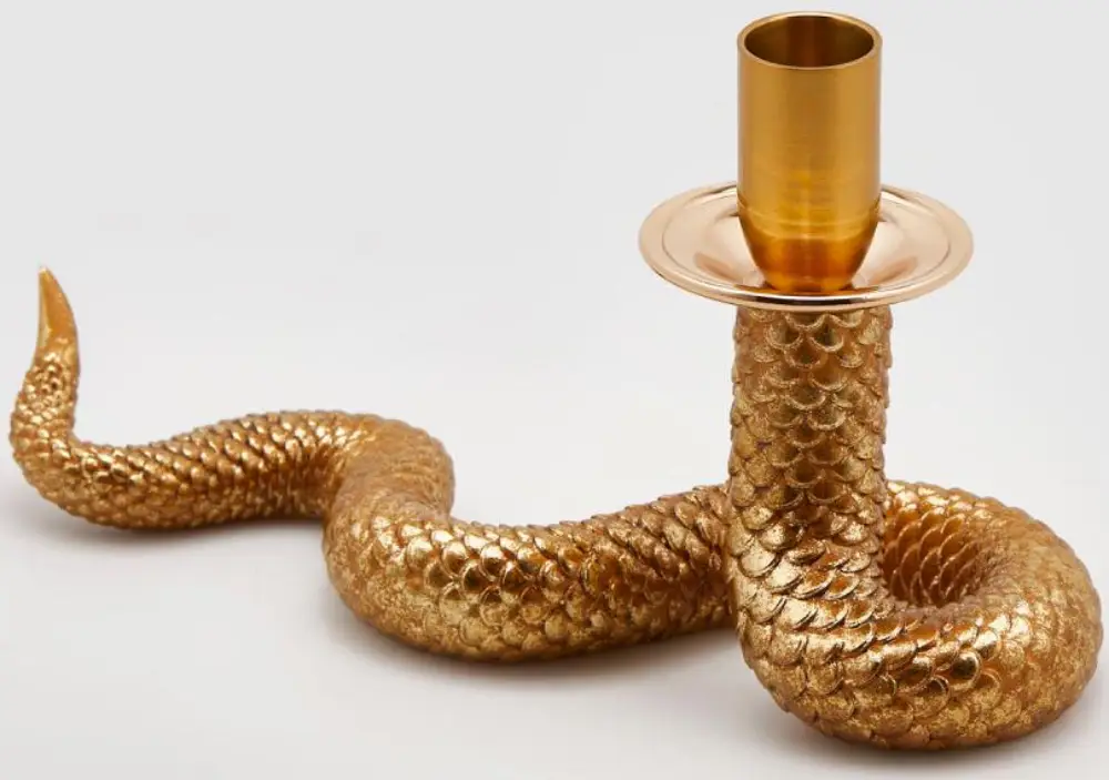 Kerzenleuchter Schlange klein | Resin gold H 12 cm |