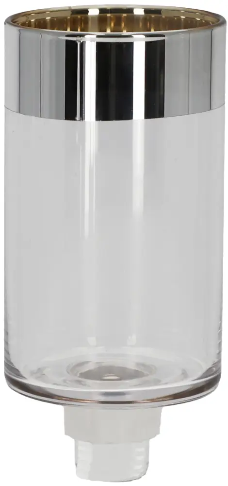 Glasaufsatz Zylinder M | klar, Silberrand |