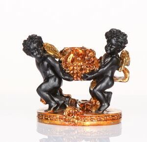 Kerzenhalter, Engel | weiß-gold, Resin |