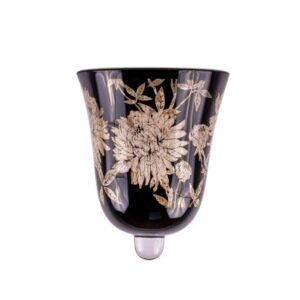 Glasaufsatz Blume | Glas schwarz/gold |