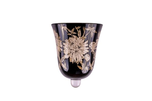 Glasaufsatz Blume | Glas schwarz/gold |