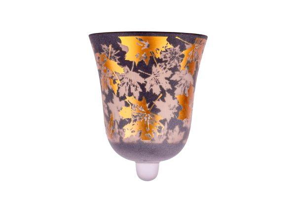 Glasausatz Ahornblatt | Glas grau/Kupfer |