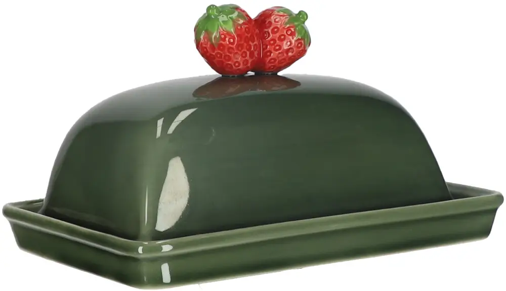 Butterdose, groß Erdbeeren | Porzellan |
