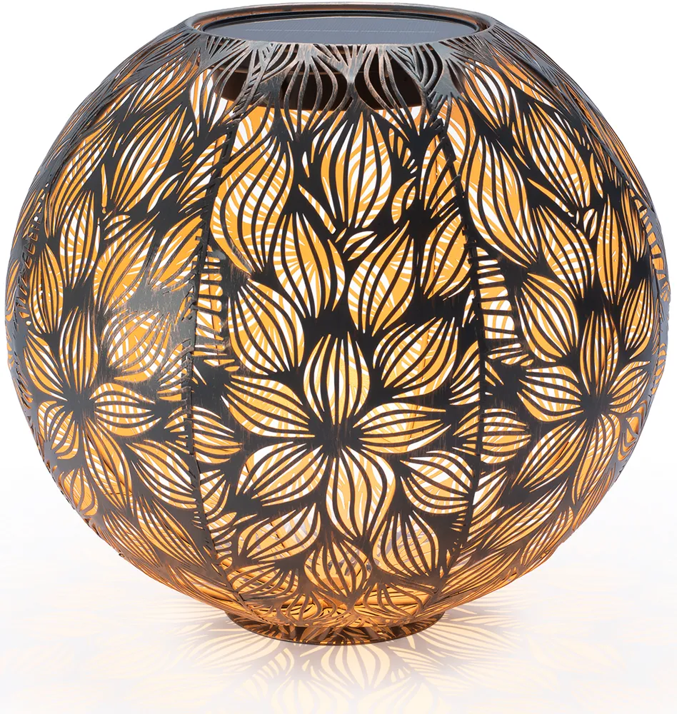 Solar und USB Laterne Ball Flora | 1LED ww, 1LED kw, Ø 30 cm grey | Indoor & Outdoor