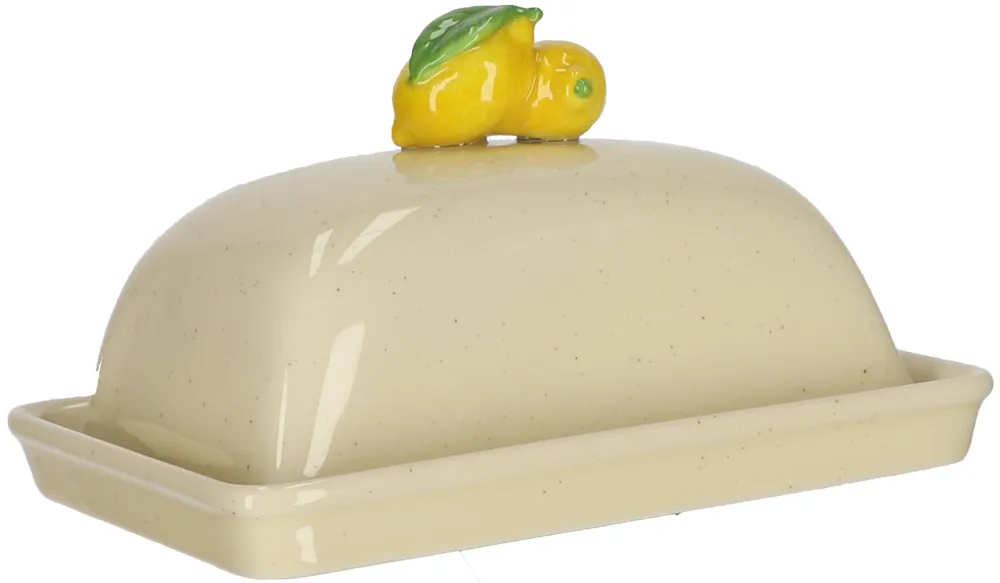 Butterdose, groß Zitronen | Porzellan |