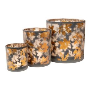 Windlicht 10 x 12,5 Ahornblatt | Glas grau/kupfer |