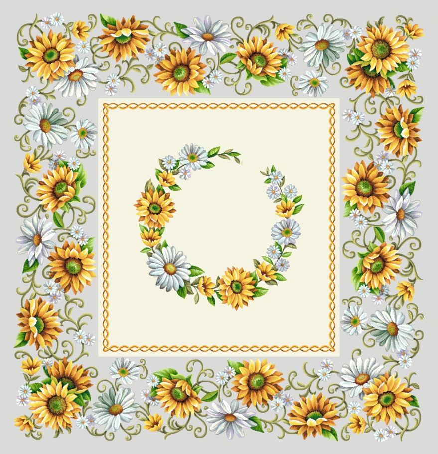 Decke 100/100 | Sonnenblumen Gobelin | 75% PES/22% CO/3% Polyacryl