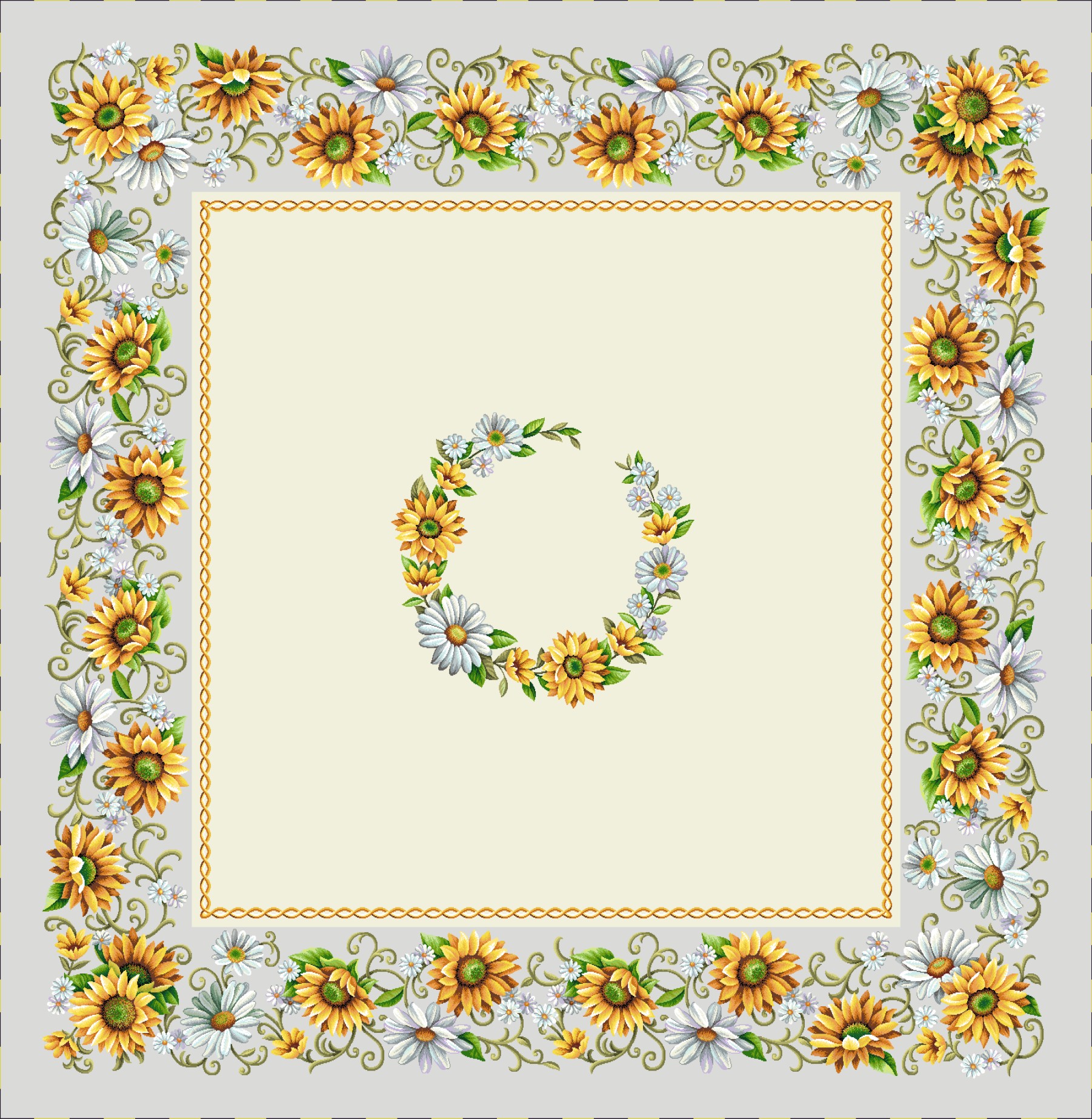 Decke 140/140 | Sonnenblumen Gobelin | 75% PES/22% CO/3% Polyacryl