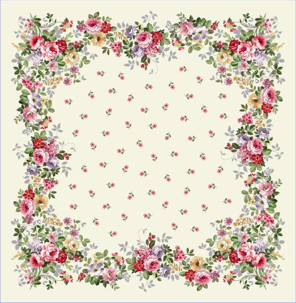 Decke 140/140 | Gobelin Blumen | 75% PES/22% CO/3% Polyacryl
