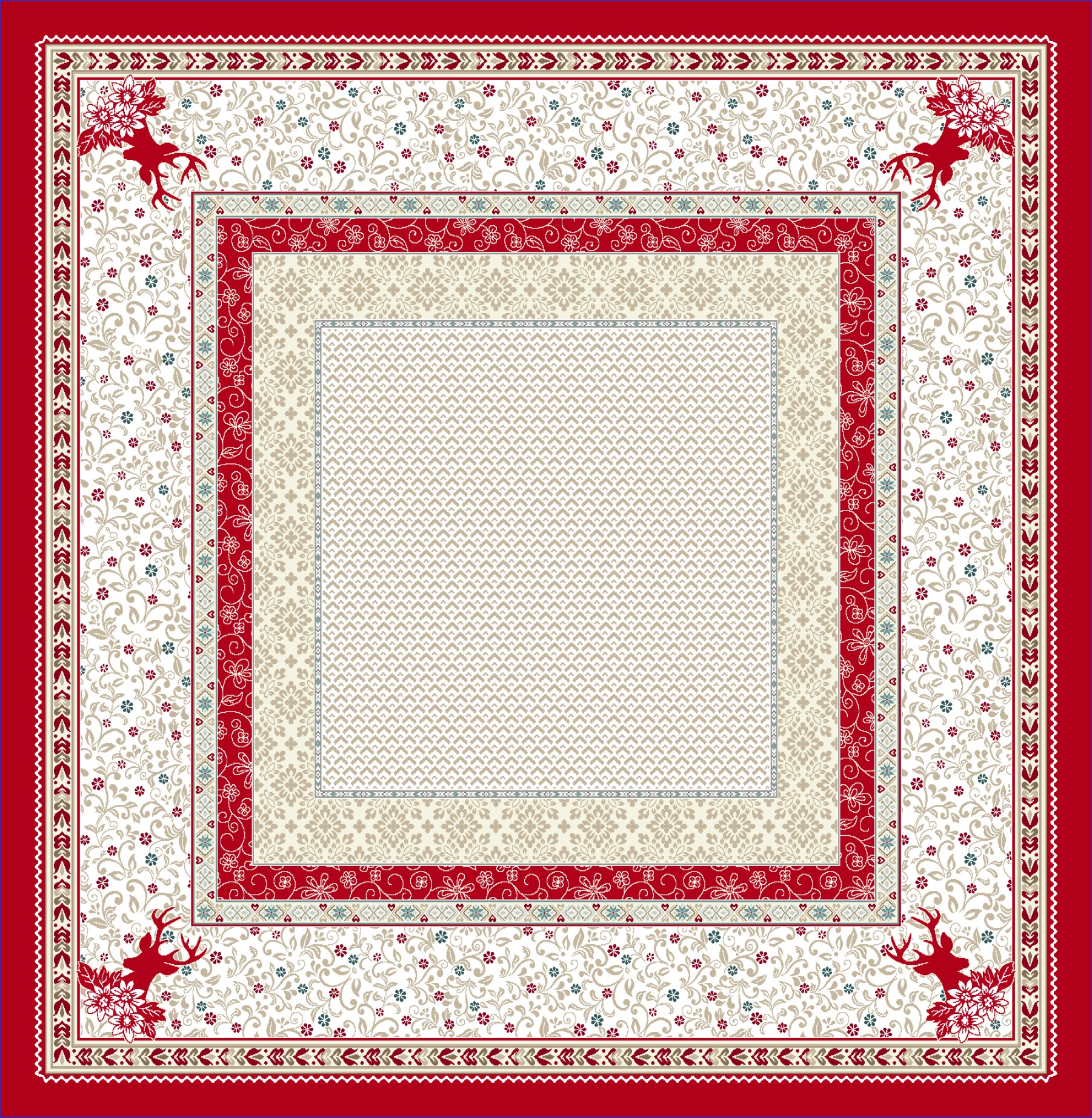Decke 140/140 | Hirsch rot, Gobelin | 75% PES/22% CO/3% Polyacryl
