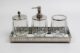 Badset auf Tablett | Messing vernickelt, Glas |