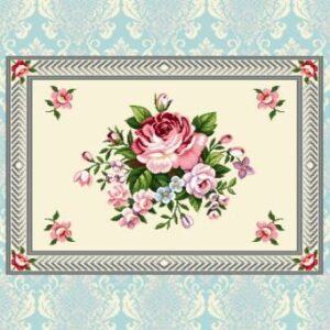 Platzset 50/40 | Gobelin Rosen blau | 75% PES/22% CO/3% Polyacryl