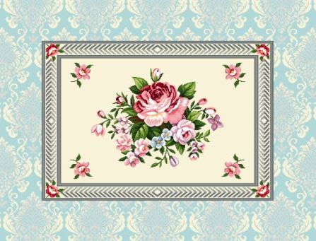 Platzset 50/40 | Gobelin Rosen blau | 75% PES/22% CO/3% Polyacryl
