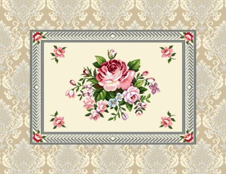 Platzset 50/40 | Gobelin Rosen creme | 75% PES/22% CO/3% Polyacryl