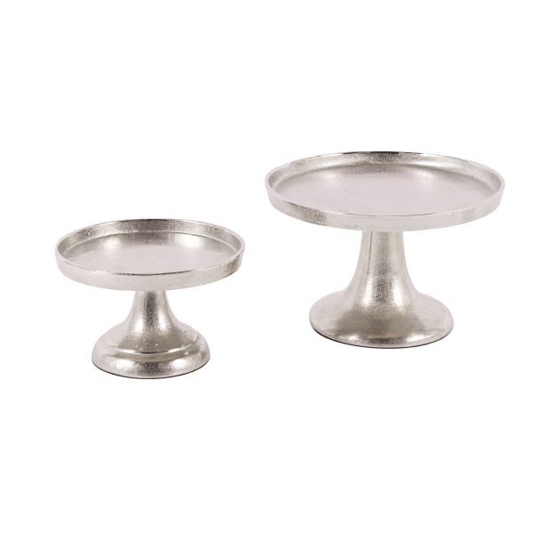 Tablett auf Fuß klein | Aluguss silber |