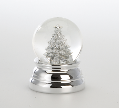 Schneekugel Tannenbaum | klein versilbert |
