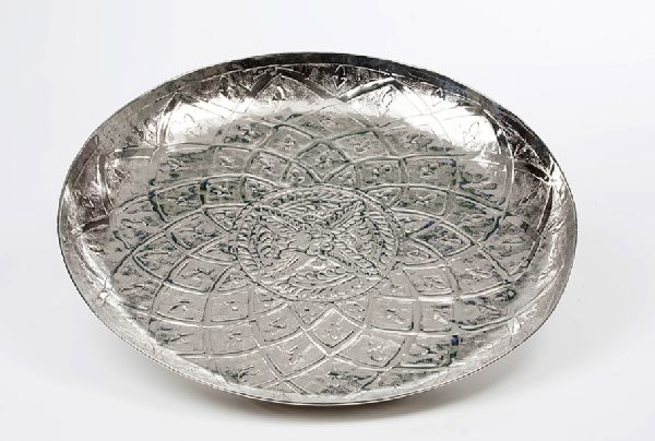 Tablett Oriental rund 55 cm | Aluminium vernickelt |