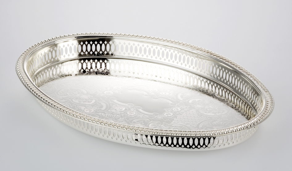 Galerietablett oval | versilbert |