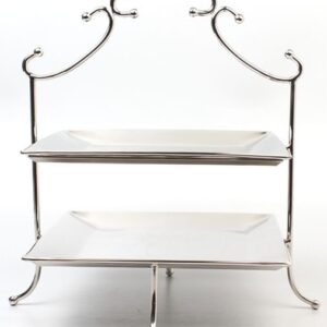 Tellerständer 2er | Edelstahl vernickelt, Teller Aluminum vervickelt |