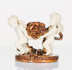 Kerzenhalter, Engel | weiß-gold, Resin |