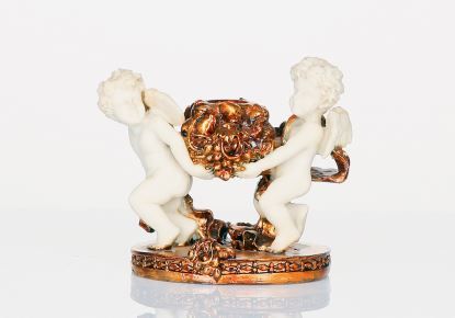 Kerzenhalter, Engel | weiß-gold, Resin |