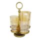 Tablett rund mit Griff, 4 Glaslaternen | Aluguss gold |