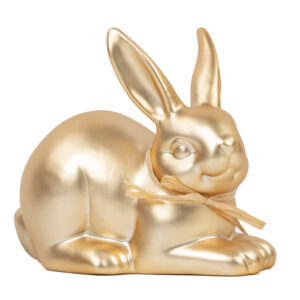 Hase gold matt | Porzellan mit Schleife M |