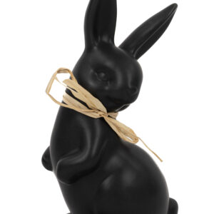 Hase stehend schwarz matt | Porzellan mit Schleife M |